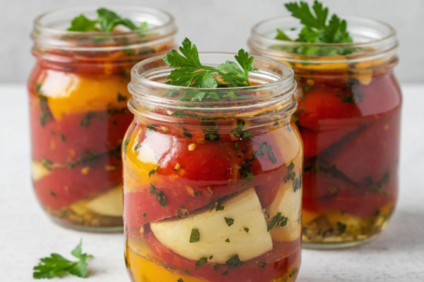 Запекаю перцы с чесноком и петрушкой в масле &mdash; универсальная закуска, которая хранится всю зиму в банках