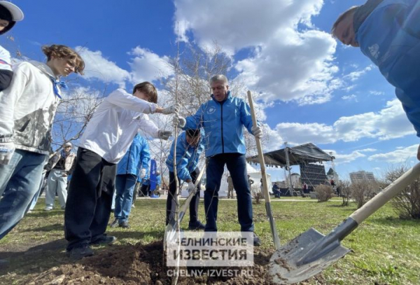 Участники акции &laquo;Вода России&raquo; с мэром Челнов высадили 40 деревьев на набережной
